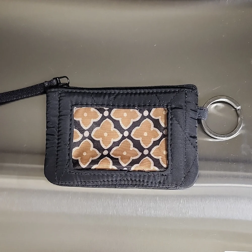 Vera Bradley Black and Tan ID Wallet